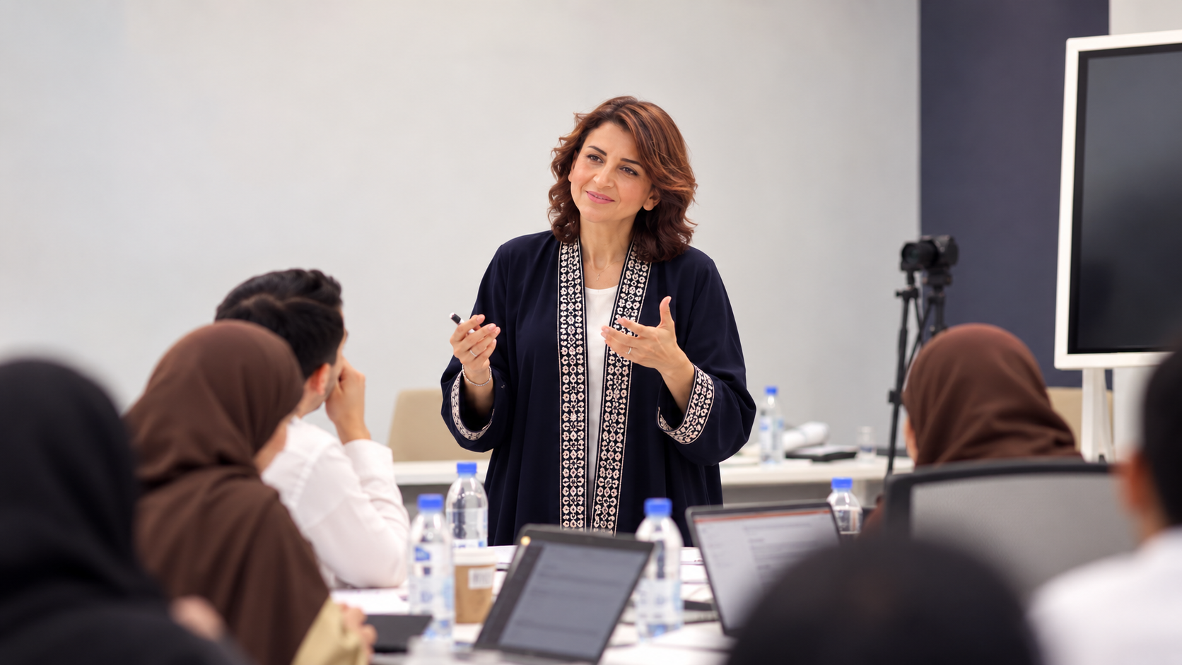 Dr. Jomana Elaridi facilitating a workshop with a group of participants